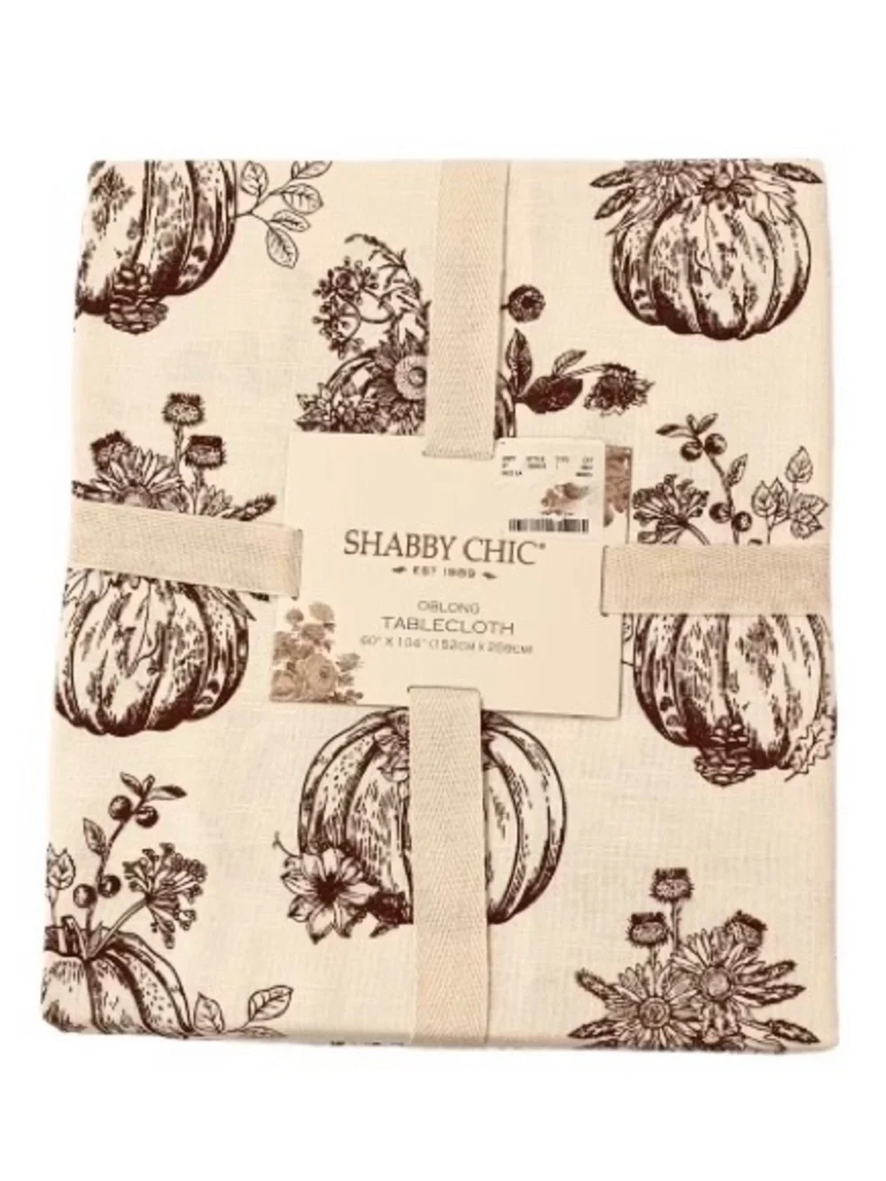 🆕- Shabby Chic Fall Harvest Tablecloth Oblong 60x 104